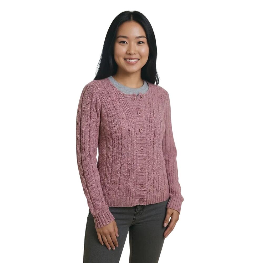 NEW Liz Claiborne NY Mauve Cardigan 1X Long Sleeve Sweater Plus Size‎
